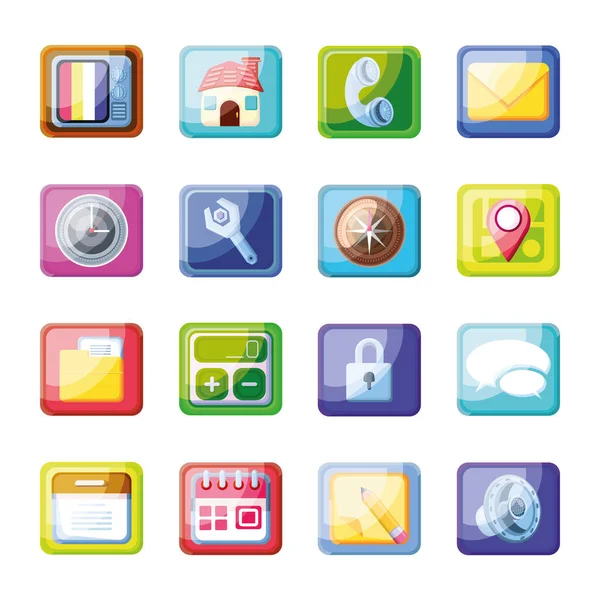 Set pictogrammen mobiele app — Stockvector