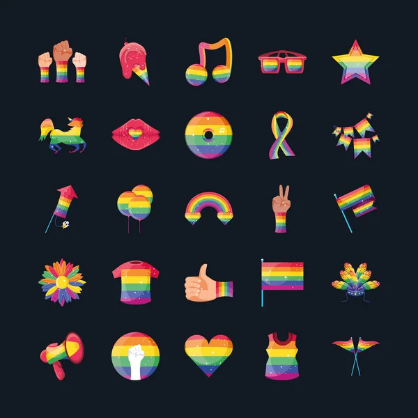 Set of icons gay pride — Stock Vector