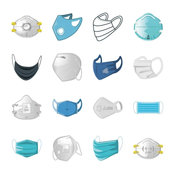 Set von Ikonen der medizinischen Maske auf weißem Hintergrund — Stockvektor
