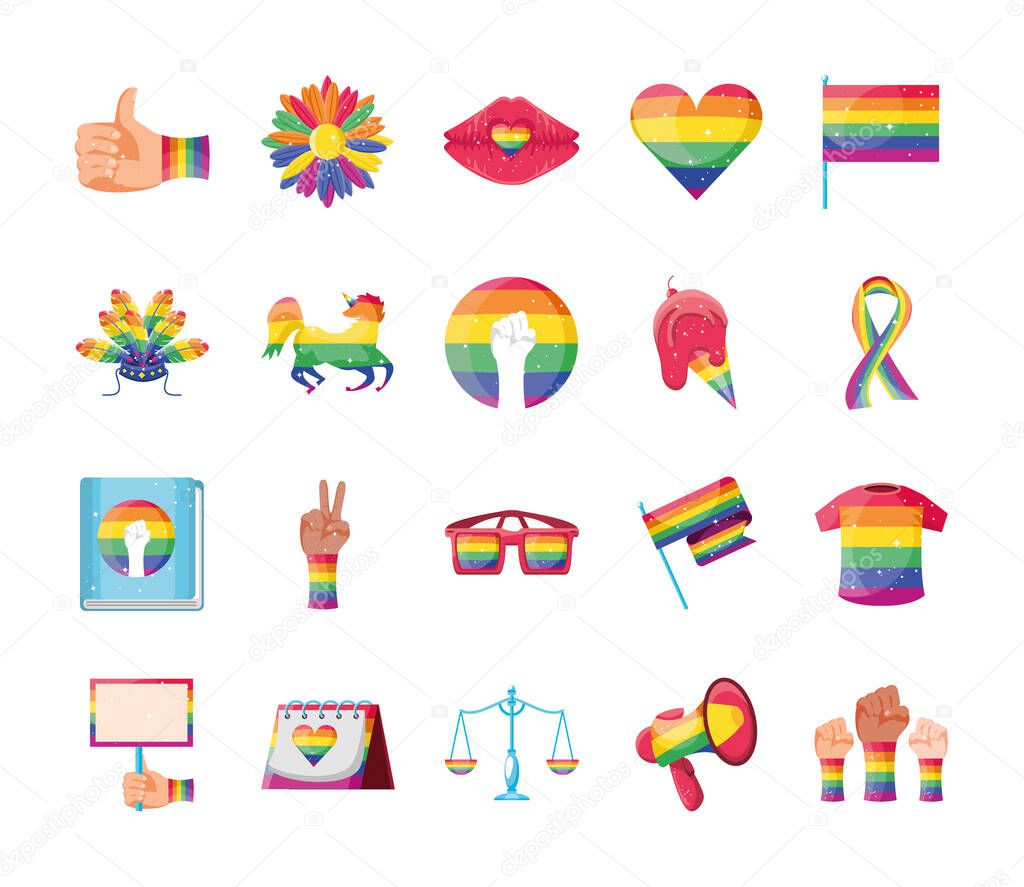 set of icons gay pride