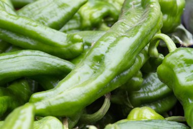 Yeşil biber biber olgun. Sıcak sebze Bahçe arka plan