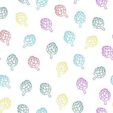 Beyaz arka plan üzerinde renkli enginar sorunsuz enginar desen