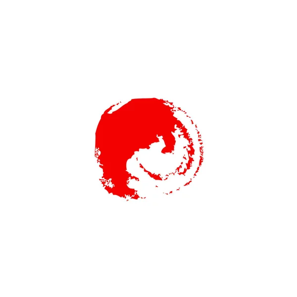 Bendera Jepang dicat dengan cat tangan kuas. Bendera seni. Warna air Jepang. Bendera seni Jepang . - Stok Vektor
