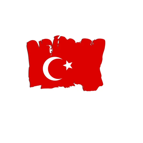 Turkije vlag geschilderd door borstel hand verven. De vlag van de kunst. Aquarel vlag van Turkije. Vlag van de Turkse kunst. — Stockvector