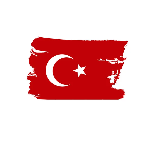Flaga Turcja malowane farbami ręcznie pędzlem. Flaga sztuki. Akwarela Flaga Turcja. Flaga sztuki tureckiej. — Wektor stockowy