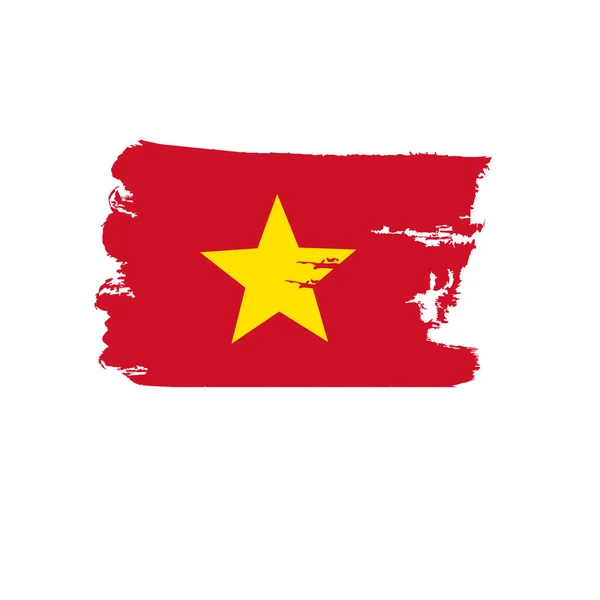 Bandera vietnamita pintada con pinceles de mano. Bandera de arte. Bandera Grunge Vietnam. Bandera de arte vietnamita . — Vector de stock