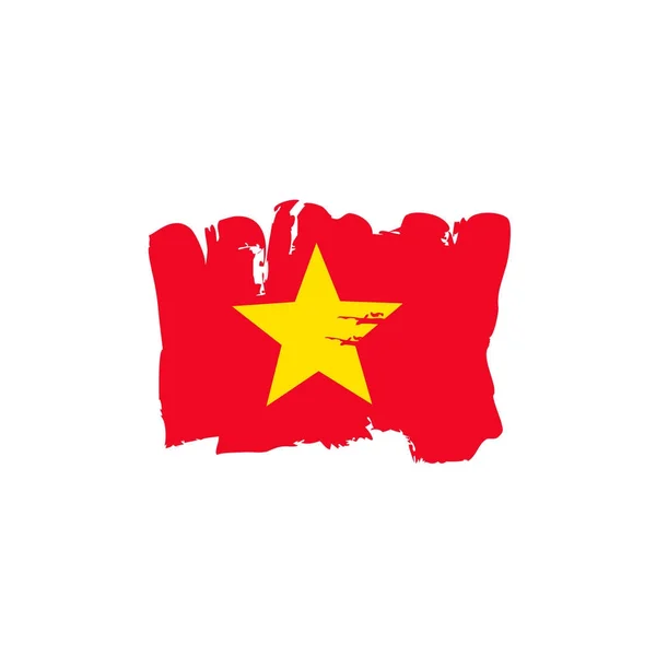 Bandera vietnamita pintada con pinceles de mano. Bandera de arte. Bandera Grunge Vietnam. Bandera de arte vietnamita . — Vector de stock