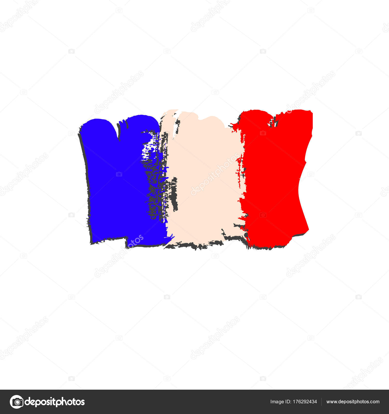 フランスの国旗がブラシ手塗料によって描かれました アート フラグ 水彩画は フランスをフラグです フランスの芸術のフラグ ストックベクター C Shnurochek13