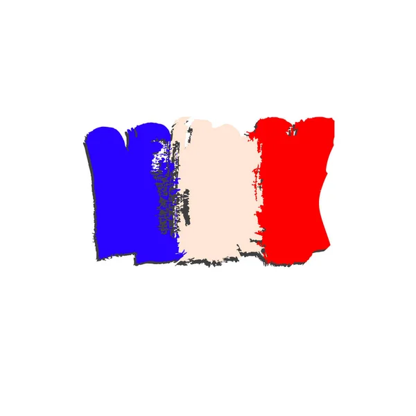 Bandera de Francia pintada con pincel. Bandera de arte. Bandera de acuarela Francia. Bandera de arte francesa — Archivo Imágenes Vectoriales