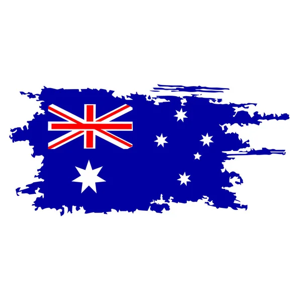 Australian flag painted by brush hand paints. Art Aussie flag. Watercolor flag. Australia art vector flag. — Stock Vector