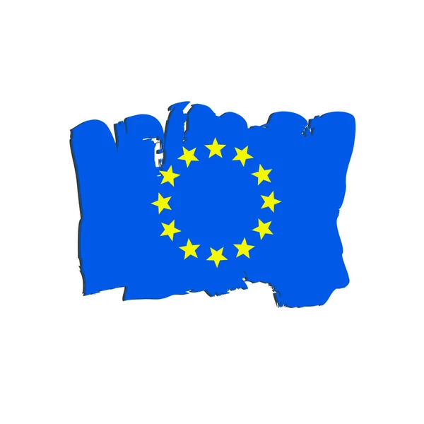 Bandera europea pintada con pinceles de mano. Bandera Art eu. Bandera de acuarela de Europa. Bandera de arte Unión Europea . — Vector de stock
