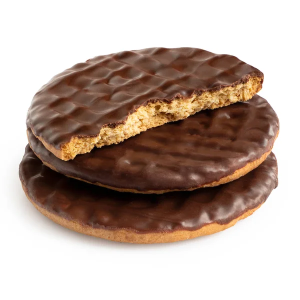 Pila de galletas digestivas recubiertas de chocolate negro de dos y medio i — Foto de Stock