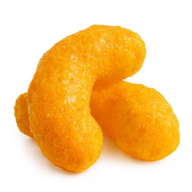 Beyaza izole edilmiş iki peynirli börek..