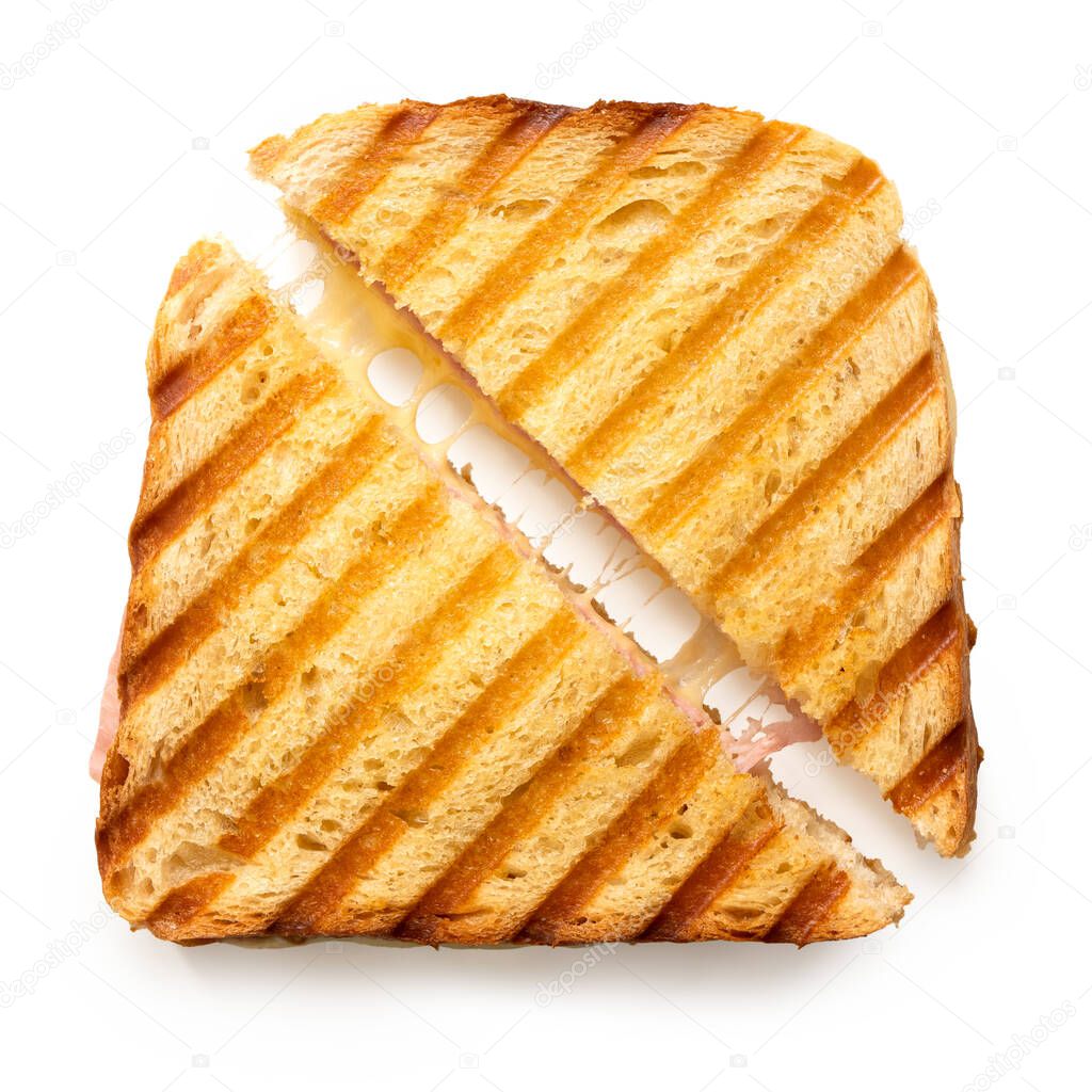 Cheese and ham toasted sandwich.