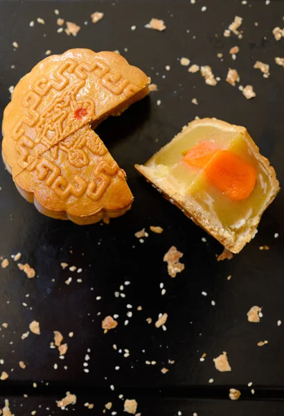 Mid-autumn festival Moon cake stuffed with nuts, durian paste and egg yolk