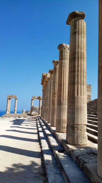 アンティークの廃墟 ギリシャの寺院 リンドスのアクロポリス ロードス島 — ストック写真