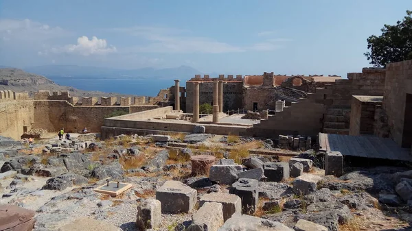 アンティークの廃墟 ギリシャの寺院 リンドスのアクロポリス ロードス島 — ストック写真