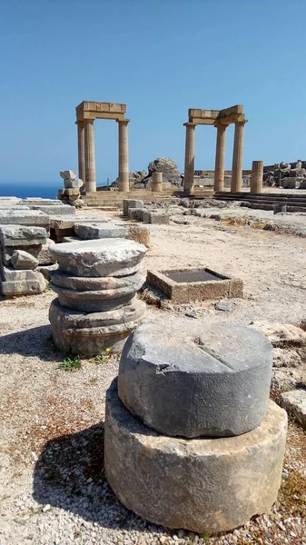 アンティークの廃墟 ギリシャの寺院 リンドスのアクロポリス ロードス島 — ストック写真