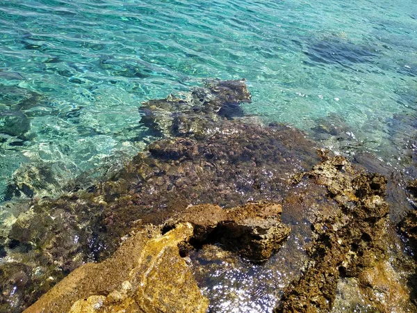 Зелений Пляж Острова Родос Греція Середземне Море Кришталева Чиста Вода — стокове фото