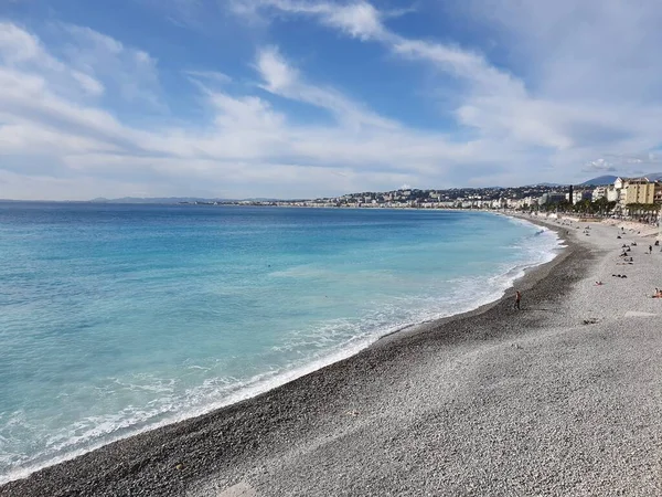 Παραλία Αζούρ Ωραία Στη Γαλλία Μεσόγειος Θάλασσα Κρυστάλλινα Καθαρά Νερά — Φωτογραφία Αρχείου