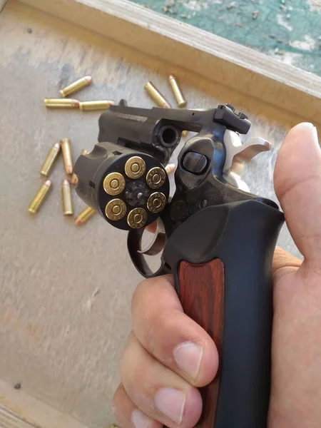 Revolver Munition Pistolenkugeln Munition Aus Der Waffe — Stockfoto