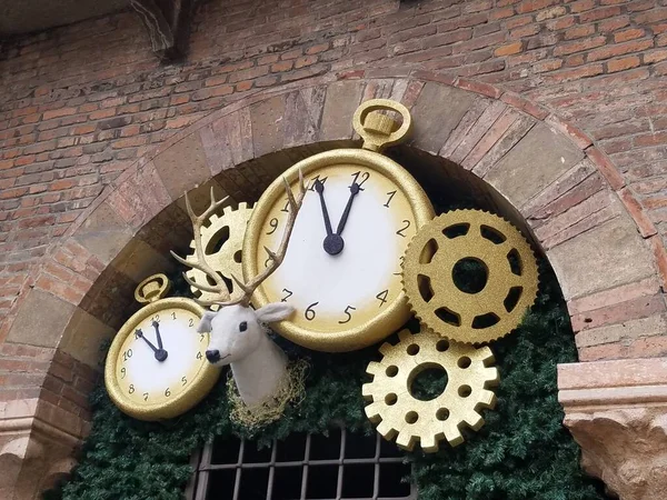 Christmas decoration in the center of Verona. Watch. Atmosphere of Italy