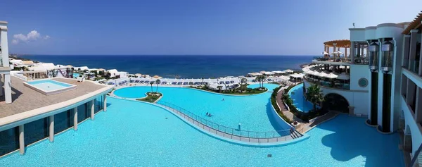 Prachtig Uitzicht Het Eiland Rhodos Hotels Van Hellas Toerisme Zomer — Stockfoto