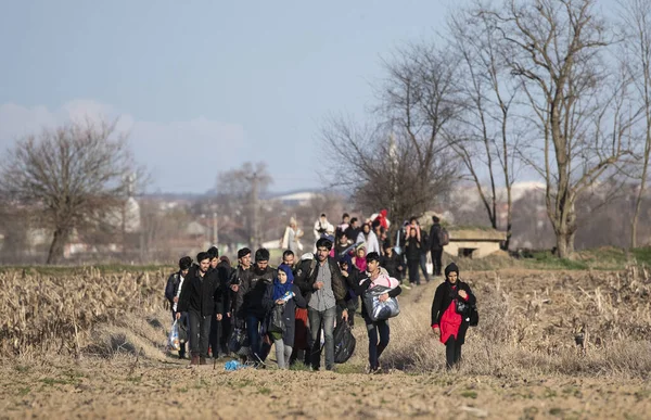 Februari 2020 Edirne Turkiet Migranter Till Turkiet Grekland Gränsen Pazarkule — Stockfoto