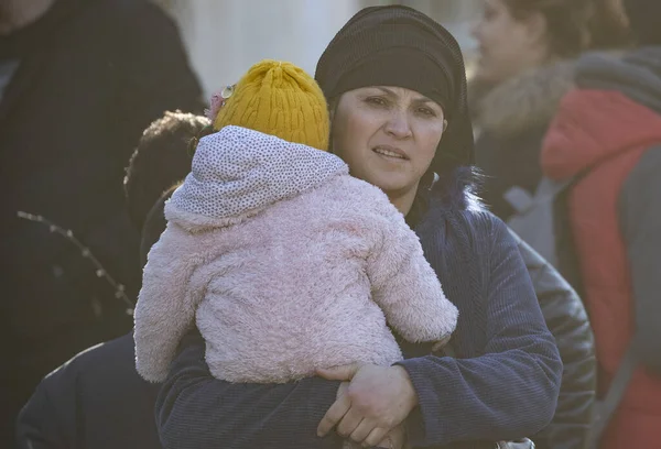 Februar 2020 Edirne Türkei Migranten Warten Der Türkisch Griechischen Grenze — Stockfoto