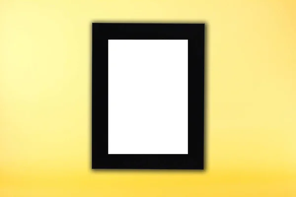 Black photo frame in  yellow background