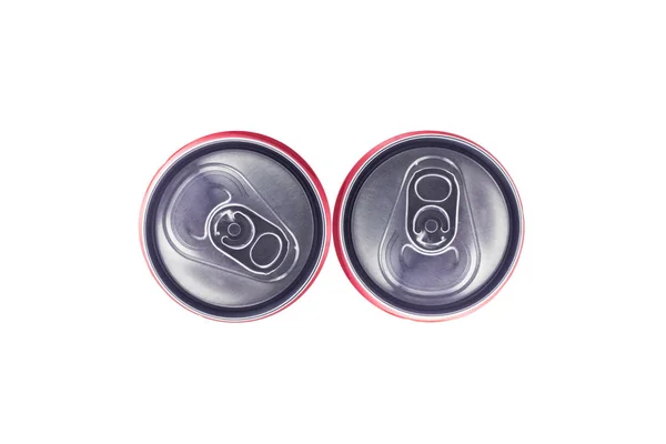 Beyaz arkaplandaki teneke kutunun üst görünümü