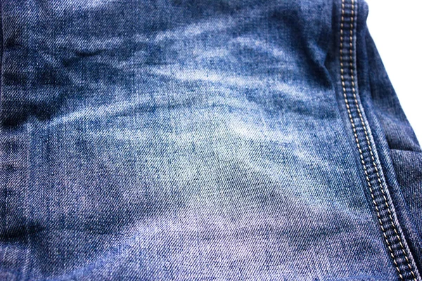 ブルー ジーンズ テクスチャのクローズ アップ ショット デニムの背景 — ストック写真