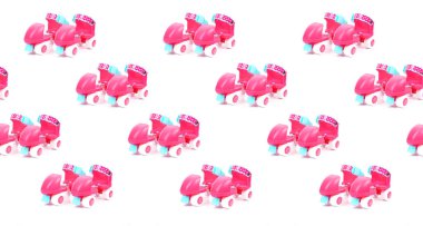 Beyaz izole arkaplanda paten izleri var. Spor, çocuk sporları, cazibe, yeni sezon, yaz sporları..