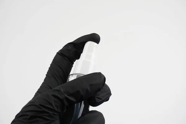 Μαύρα Λαστιχένια Γάντια Και Μια Μαύρη Επαναχρησιμοποιήσιμη Μάσκα Trend Αξεσουάρ — Φωτογραφία Αρχείου