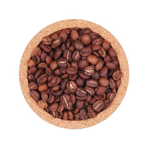 Kaffeebohnen Isoliert Auf Weißem Hintergrund Ansicht Von Oben Mittlerer Hoher — Stockfoto