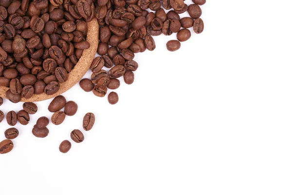 Kaffeebohnen Isoliert Auf Weißem Hintergrund Ansicht Von Oben Mittlerer Hoher — Stockfoto