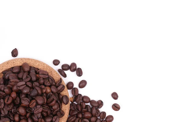 Kaffeebohnen Isoliert Auf Weißem Hintergrund Ansicht Von Oben Mittlerer Hoher — Stockfoto