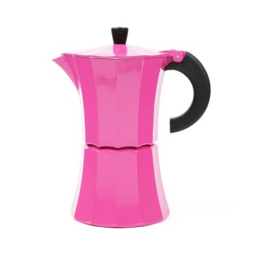 Doğal kahve için pembe kahve demliği. İzole edilmiş