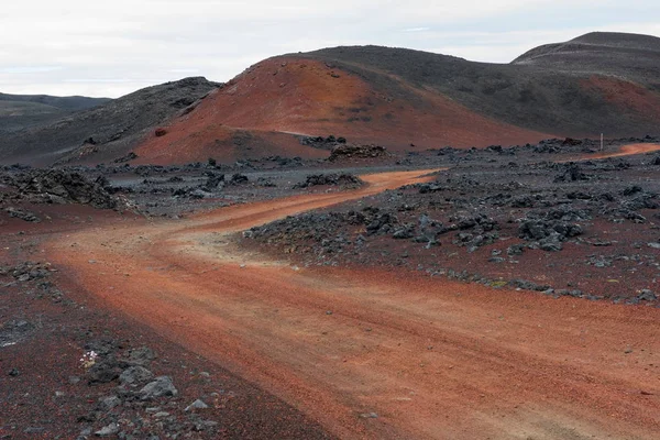 Red road on Iceland — Stock Photo, Image