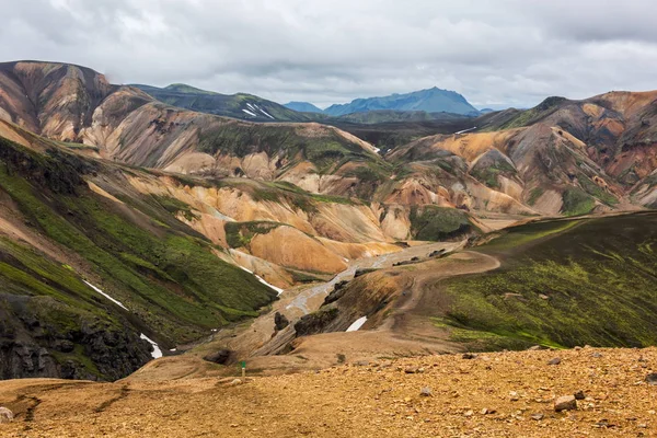 Renkli Landmanallaugar Dağları, Fajllabak doğa Rese — Stok fotoğraf