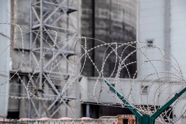 Swirls Barbed Wire Fence Fence Symbolizes Prison Non Freedom Totalitarianism — Stock Photo, Image