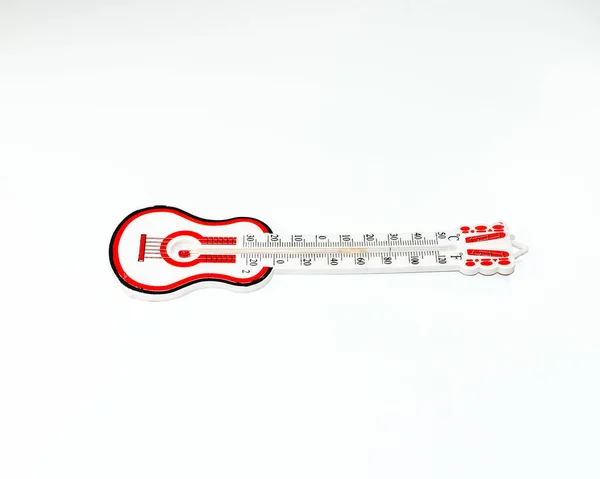 Alcohol Thermometer Red Scale Guitar Shaped Thermometer White Background — Stock Photo, Image