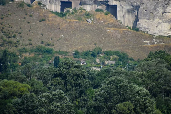 Uralte Steinbrüche Den Felsen Zeugnisse Einer Uralten Hochentwickelten Zivilisation Krim — Stockfoto