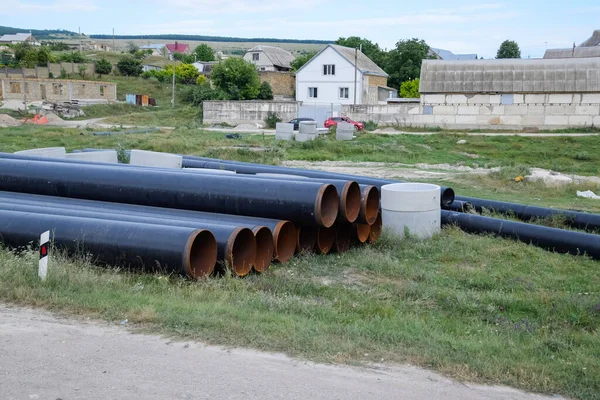 Construction Pipeline Underground Gas Pipeline Pipeline Laying Underground — Stock Photo, Image