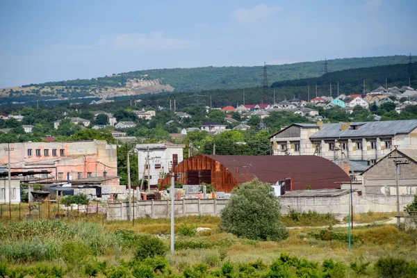 Krimlandskap Körning Krims Vägar Krims Förorter Byar Åkrar Och Stigar Stockbild