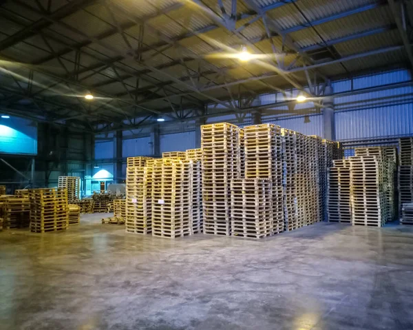 Racks Paletes Dentro Uma Planta Cimento Loja Carregamento Uma Fábrica — Fotografia de Stock