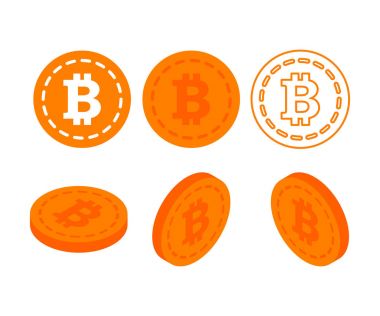 Bitcoin 3d izometrik para düz. 