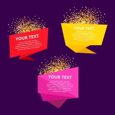 Vektör soyut geometrik origami. Kağıt Satılık afiş kümesi.