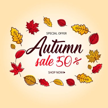 Sonbahar satış arka plan düşen sonbahar yaprakları ile.