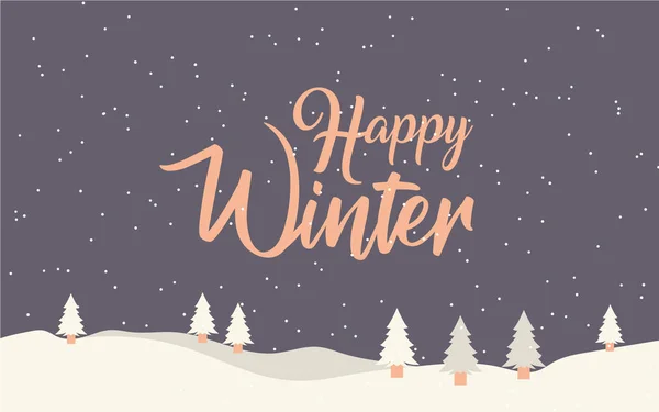 Big winter poster. Christmas Greeting Card. Happy winter — Stock Vector